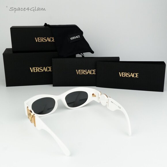 BRAND NEW Versace VE4480U 314/87 White Dark Grey Oval Unisex Sunglasses main image 9